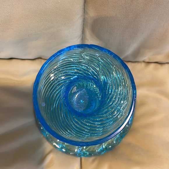Teal or Aqua Blue Elegant 4 1/4” Swirled Candlestick - Picture 5 of 5